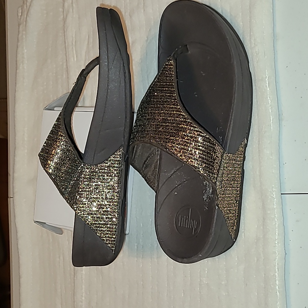 Womens brown, sparkle, Fitflop sandals. - Picture 8 of 9